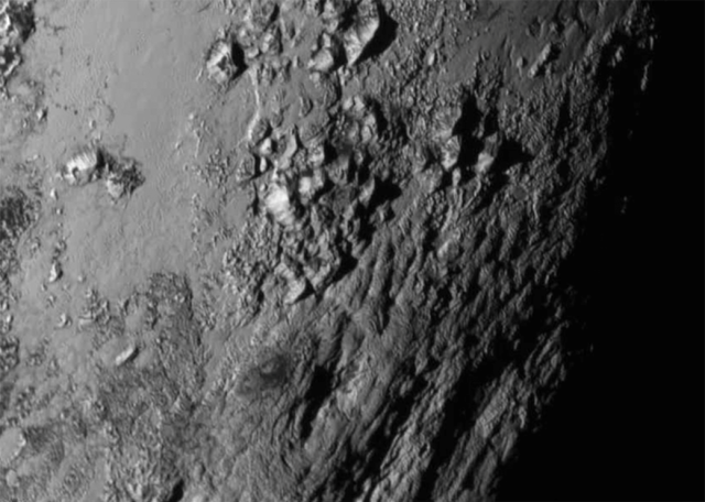 Closeup of the equatorial regions of Pluto. Credit: NASA.